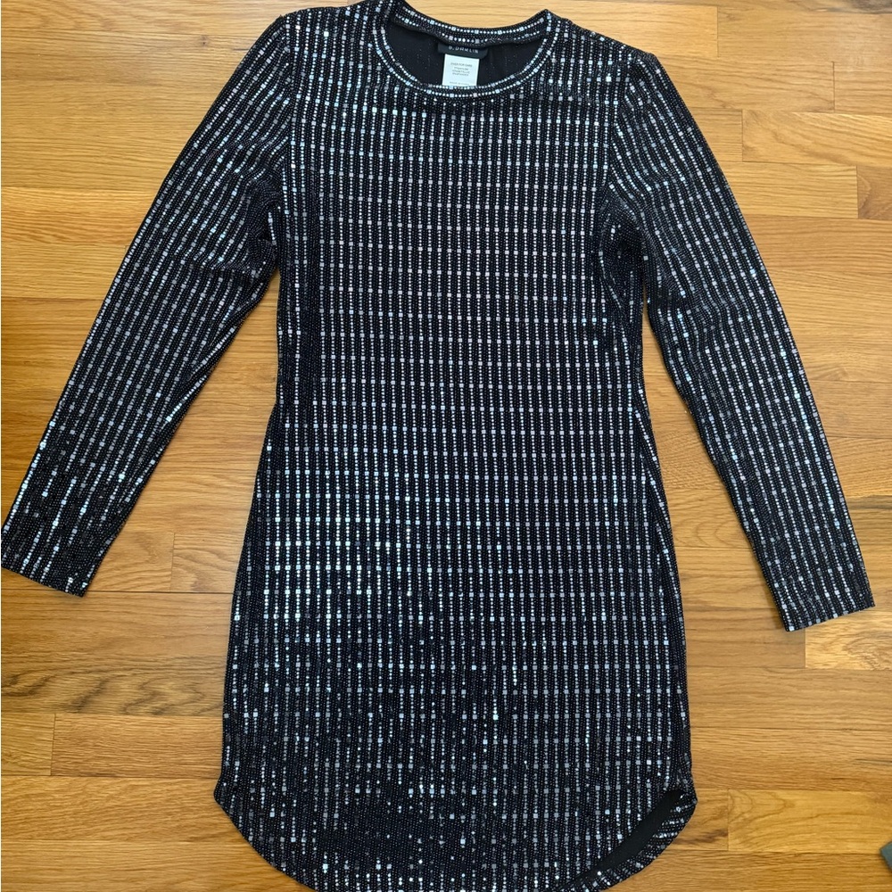 B Darlin Black and Silver Long Sleeve Dress